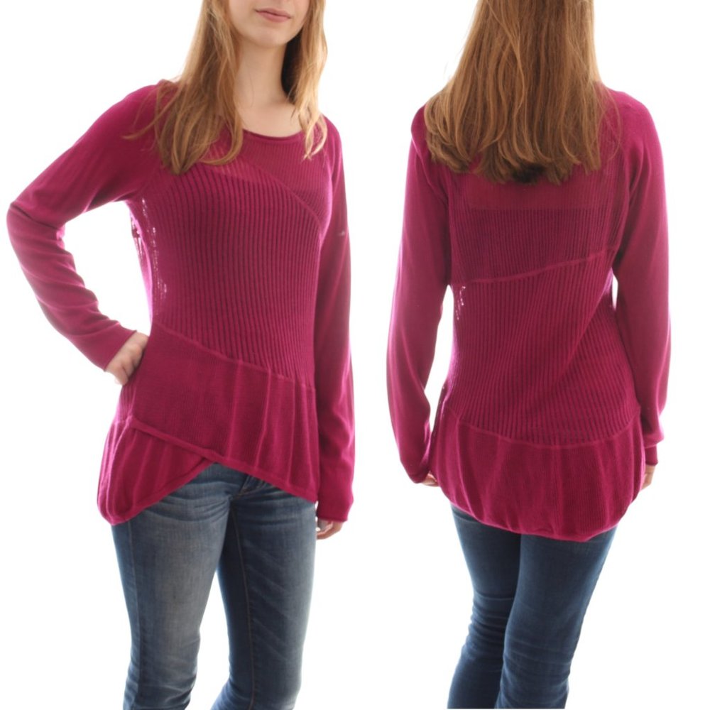 DKNY Jeans Red Tunic Sweater Extremely Lightweight Great for Travel Size LARGE